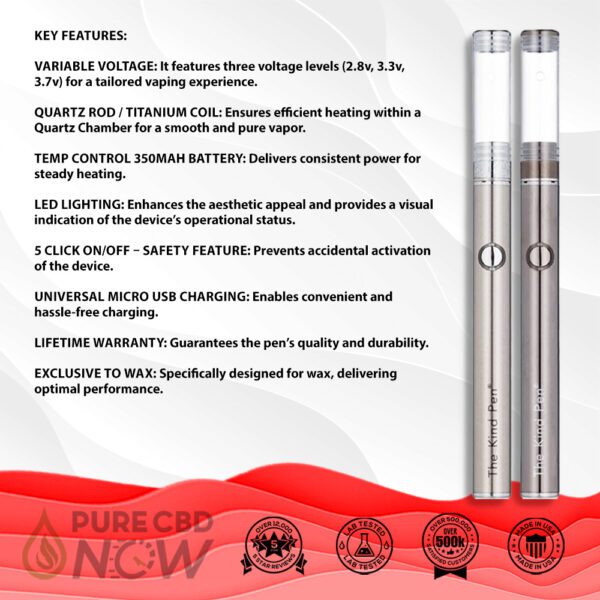 Kind Pen Slim Wax CBD Premium Pen – Key features