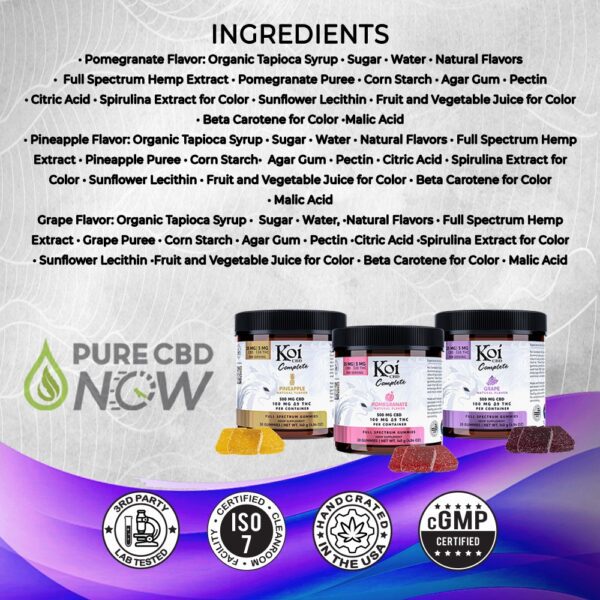 Koi Complete Full Spectrum D9 CBD Gummies Ingredients